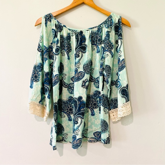 Knit Works Paisley Blouse Large - Picture 6 of 6